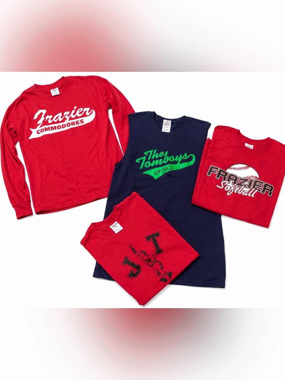 Bundle of 4 various softball t-shirts and tank